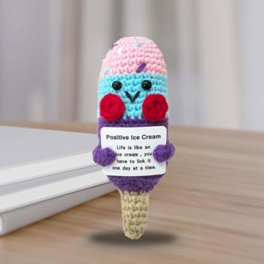 Imagem de Sorvete de apoio emocional, presente de aniversário de sorvete de crochê feito à mão para mulheres, melhores amigas, colegas, colegas de classe, irmãs, amigas