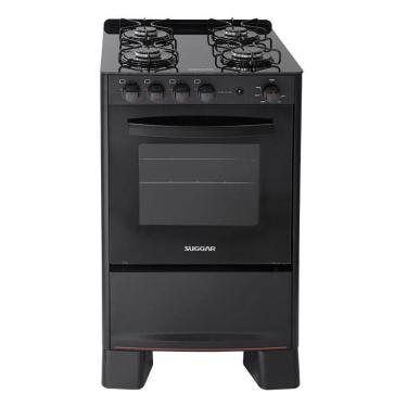 Imagem de Fogão 4 Bocas Suggar Automático Mesa De Vidro Cook Glass Preto Bivolt