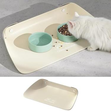 Imagem de Tapete de ração para gatos e cães à prova d'água, antiderrapante para animais de estimação com lábio para evitar derramamentos, tapetes de tigela para cães e gatos para comida e água, jogo americano