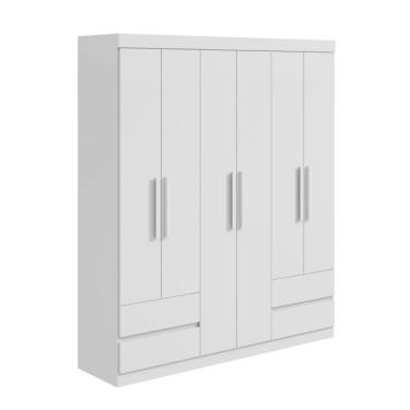 Imagem de Guarda-Roupa Casal Zeus sem Pés 6 Portas 4 Gavetas Branco