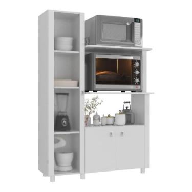 Imagem de Balcão Multiuso 96,2cm Com Vidro 3 Portas Para Forno E Micro-ondas Mul