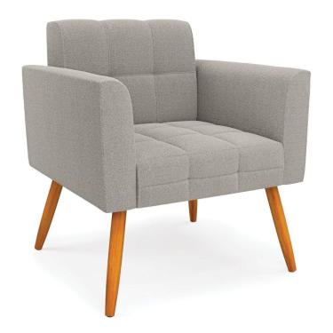 Imagem de Poltrona Sala De Estar Pé Palito Castanho Elisa Bouclê Cinza D03 - D'rossi