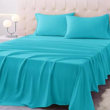Imagem de Homilay Conjunto de lençóis de cama California King Size - 4 peças de lençóis de microfibra macia com bolsos profundos, tecnologia de resfriamento e fronha sem rugas. Qualidade de hotel, roupa de cama