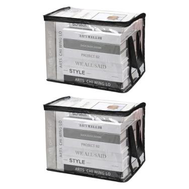 Imagem de PATIKIL Sacos de armazenamento transparentes de 32 x 24 x 25 cm, 2 unidades de sacos de armazenamento de plástico transparentes pequenos com zíper, organizador de lençóis de cama dobrável com zíper