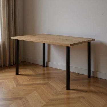 Imagem de Mesa Retangular 1,10m Pequena 4 Lugares Para Cozinha - Preto E Carvalho