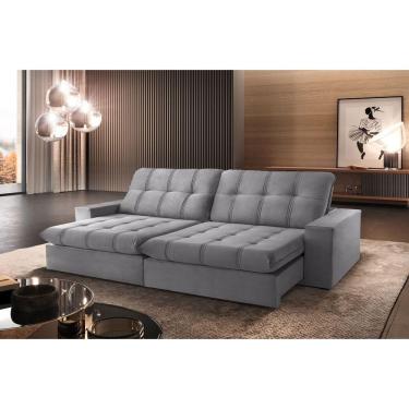 Imagem de Sofá Retrátil Caparaó 2,30m 4 Lugares Molas Ensacadas Txr Prata