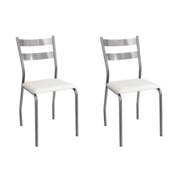 Imagem de Cadeira Sala De Jantar Bali 2c141cr Aço Kit 2 Un Cromado-ano Branco - Kappesberg