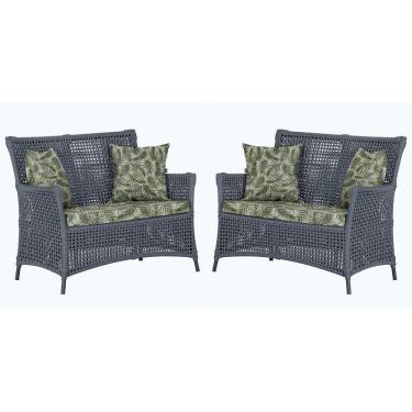 Imagem de 2 Sofás área Externa Igapó Alumínio Preta Corda Náutica E5 Prata