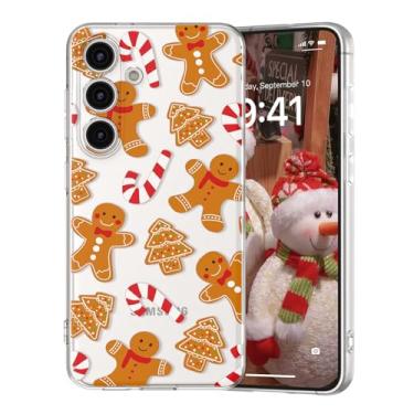 Imagem de DYFYFKDI Capa de Natal para Samsung Galaxy S23 FE Bonito Natal Feliz Natal Pão de Gengibre Homem Papai Noel Estética Meninas Meninas Mulheres Crianças Capa Protetora TPU Macio Capa Protetora de