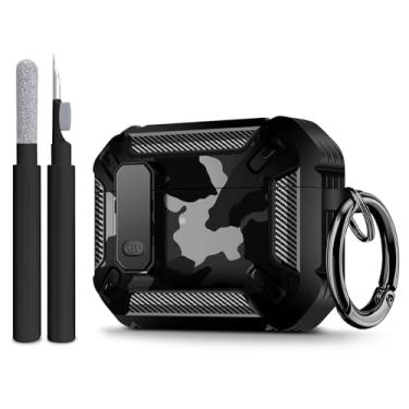 Imagem de Capa compatível com Airpods Pro 3 (2025), capa para Airpods Pro 3ª geração com kit de limpeza de chaveiros, capa de silicone macio à prova de choque para mulheres e homens