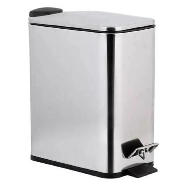 Imagem de Lixeira 5 Litros Inox Pedal Fechamento Suave Cesto Interno - Kadê