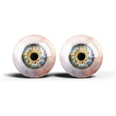 Imagem de Olhos de artesanato de vidro realistas de 2,5 cm, design de íris humana azul e cinza, conjunto de 2 peças, suprimentos para taxidermia e fabricação de bonecas - ONE POLEGADAS 25 mm (234-1-25)