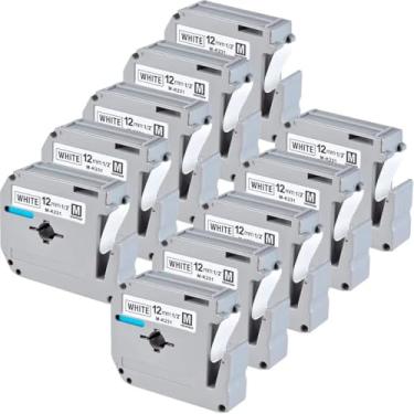 Imagem de Kit 10 Fitas Rotuladora Plástica Compatível 12mm Branca MK231