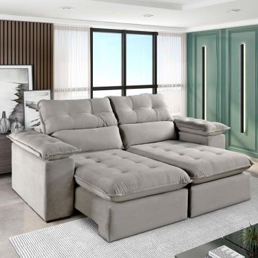 Imagem de Sofá Retrátil E Reclinável Texas 1,94m Veludo Cor Cinza 2107 Usb Sem Kit Usb