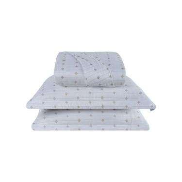 Imagem de Cobre Leito 3 Peças Casal Percal 200 Fios Decor 100% Poliéster - Branco