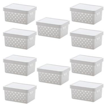 Imagem de Kit 10 Cesto Organizador Quadratta 19x14x10 Branco Paramount