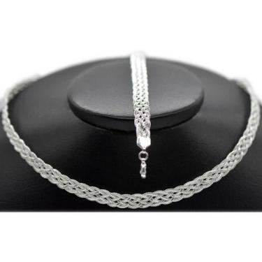 Imagem de Gargantilha E Pulseira Folheadas A Prata Trançada 05 Fios - Papillon S