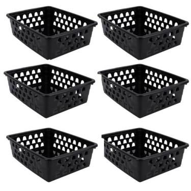 Imagem de Kit 6 Cesto Organizador Médio Multiuso M Preto 0592 Uninjet