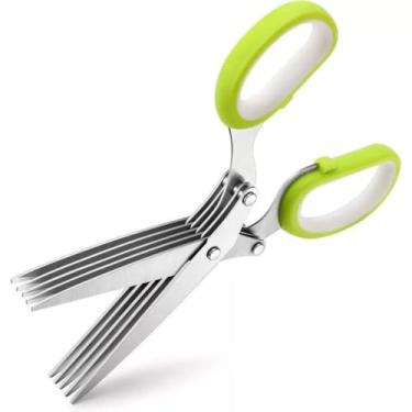 Imagem de Tesoura de Picotar Alimentos, temperos e papel com 5 lâminas(1 Unidade Verde)