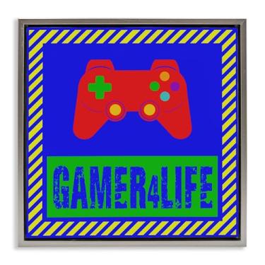 Imagem de Stupell Industries Arte de parede Gamer 4 Life Gray Floater Canvas Frame, design por Marcus Prime, 18 x 18