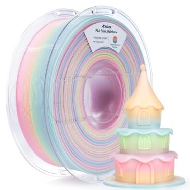 Imagem de AMOLEN Filamento PLA para impressora 3D 1,75 mm, filamento PLA Rainbow Macaron 1 kg (2,2 lbs), gradiente PLA de mudança multicolorida para impressão 3D, precisão dimensional +/-0,02 mm, compatível com