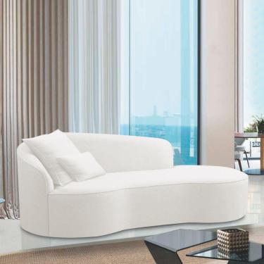 Imagem de Divã Recamier Curvo Sala De Estar Recepção Inglaterra 220cm Lado Direito Bouclé Branco