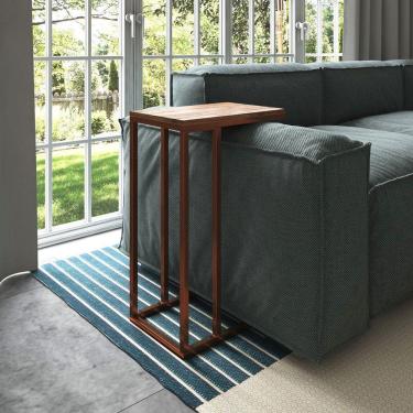 Imagem de Mesa Lateral Encaixe Elena Cobre E Tampo Amendoa New Green - Marrom