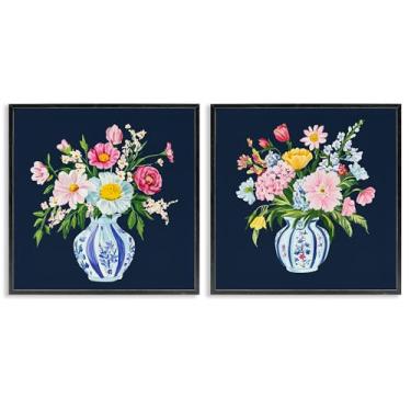 Imagem de Stupell Industries Conjunto de arte giclée emoldurado preto de 2 peças de vasos chinoiserie gêmeos, design por Yen, 43 x 43 cm