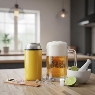 Imagem de Cheers Kit | 1 Abridor de Garrafa Magnético + 1 Caneca Chopp 500ml Acrílico + 1 Porta Latão Térmico + 1 Pilão Ecológico | Amantes de Bebidas Cervejas Caipirinha | Presente Masculino Criativo