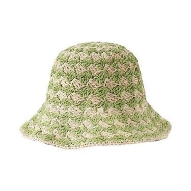 Imagem de Chapéu Balde de Palha para Verão - Proteção UV, Crochê, Viseira Solar,