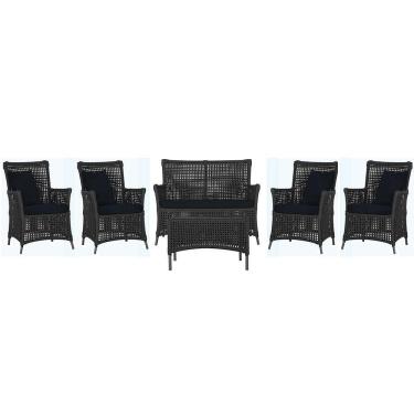 Imagem de Jogo Sofá 4 Poltronas E Mesa Igapó Preta E12 Trama Original Preto