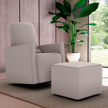 Imagem de Poltrona Para Amamentação Com Puff León Suede Bege