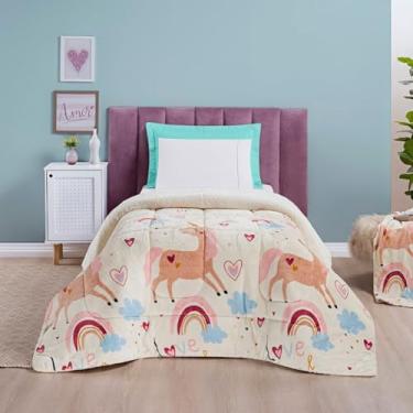 Imagem de Coberdrom Solteiro Manta Sherpa Lã Carneiro Quentinha 1 Peça (Unicórnio)