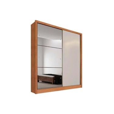 Imagem de Guarda Roupa Solteiro 2 Portas De Correr E 3 Gavetas C/ Espelho Virtus Freijó/Fendi - Novo Horizonte