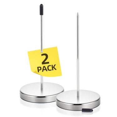 Imagem de Shelvestar 2 porta-recibos de mesa – ponta de bilhete de garfo de notas, eixo de cheque de restaurante, suporte de memorando, prata