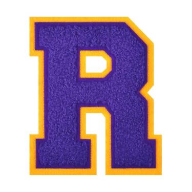 Imagem de 1 Patch de letra de chenille roxo de 11,4 cm – Adesivos do alfabeto para roupas, jaquetas, mochilas, chapéus para decoração personalizada, nome personalizado e artesanato. (R)