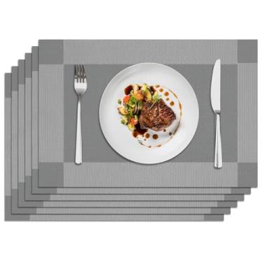 Imagem de Privalace Jogo americano de mesa de jantar, conjunto de 6 tapetes de mesa laváveis antiderrapantes resistentes ao calor, tapetes de PVC duráveis para festas de jantar ao ar livre.