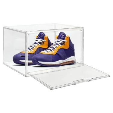 Imagem de Seaniss 1 pacote com estojo de exibição de tênis de acrílico transparente, caixas de armazenamento de sapatos empilháveis, caixas de acrílico para exibição de sapatos com tampa, organizador de botas