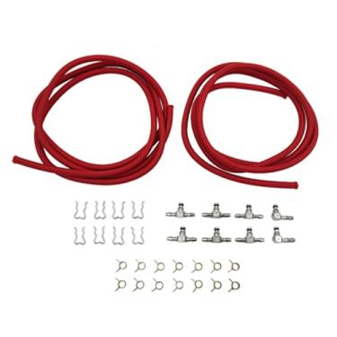 Imagem de Kit de linha de retorno do injetor de combustível diesel Duramax (2004-2010 LLY/LBZ/LMM) - trilho de tubulação vermelha com acessórios e braçadeiras, substitui OEM 97328733 98062291