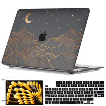 Imagem de Seanai Capa para M2 MacBook Pro de 13 polegadas versão 2022 2025-2016 M1 A2338 A2289 A2251 A2159 A1989 A1706, capa rígida de teclado padrão para Mac Pro 13 Touch Bar e Touch ID, linha abstrata