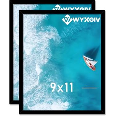 Imagem de Wyxgiv Conjunto de 2 porta-retratos 23 x 28 cm, leve e durável, com tela de plástico de alta nitidez, 23 x 28 cm, horizontal/vertical (2 pacotes|preto | 23 x 28 cm)