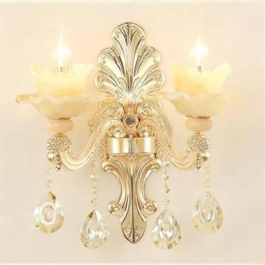 Imagem de Luminária de parede contemporânea de cristal para interiores, estilo europeu, luxuosa, com LED, para decoração de sala de estar, quarto, escritório, quarto modelo, hotel, casa de campo, corr