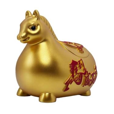 Imagem de Generic Cofrinho em forma de cavalo, lindo desenho do zodíaco chinês, cofrinho para guardar dinheiro do ano cavalo de 2026, enfeite para crianças, Ouro, L