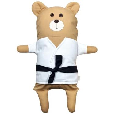 Imagem de Naninha para Bebê e Crianças HEEMM HIRA IMI Tecido Macio 100% Algodão Hipoalergênica Colecionável Artesanal Lavável e com Enchimento Removível 40x25cm Modelo URSO LUTADOR