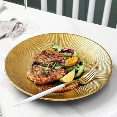 Imagem de Prato requintado, luxuoso Phnom Penh prato de bife de cerâmica estilo ocidental prato criativo macarrão salada prato chapéu de palha prato prato de sushi prato de sashimi