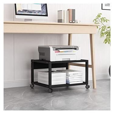 Imagem de Suporte de impressora sob a mesa, suporte de impressora móvel de escritório com 4 rodas e mecanismo de bloqueio para mini impressora 3D, 2 camadas, impressora de mesa preta