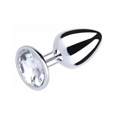 Imagem de Plug Anal De Metal Com Pedra Plug Pequeno Estímulo Visual Térmico Higiene PL007P (TRANSPARENTE)