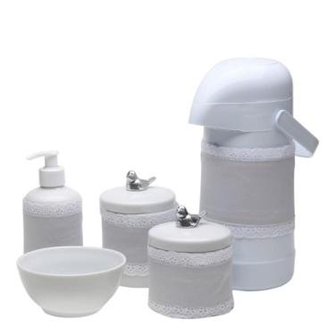 Imagem de Potes Garrafa Molhadeira Porta Álcool Gel Passarinho Prata - Potinho d