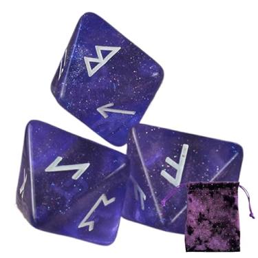 Imagem de Dados de astrologia, ferramenta de jogo de adivinhações, dados de 8 lados - Conjunto de dados poliédricos de resina runa com saco de cordão, tabuleiro de mesa de adivinhação, dados de jogo de festa