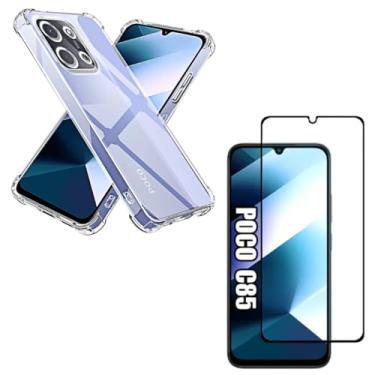 Imagem de Capa Capinha Anti Impacto + Película de Vidro 3D Para Xiaomi Poco C85 Tela de 6.9 Polegadas - Bluepink